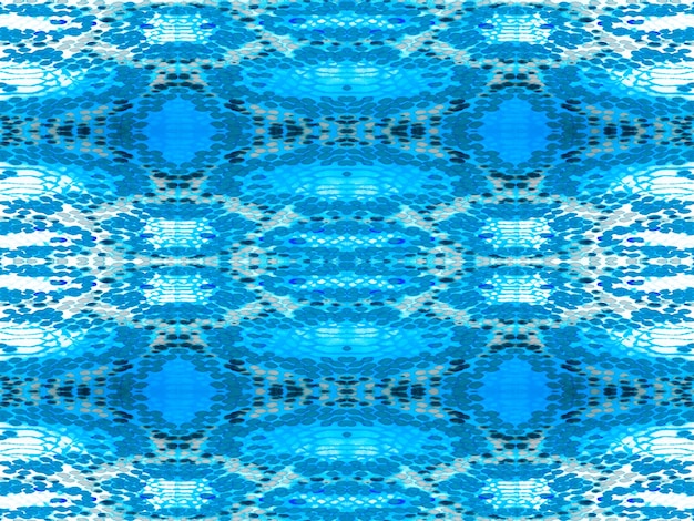 Geo Symmetric Ikat Rapport. Blue and Indigo Vibrant Geometric Swimwear Pattern. Ethnic Seamless Pattern. Watercolor Ethnic Design. Summer Rhombus Background. Snake Skin Random Texture.
