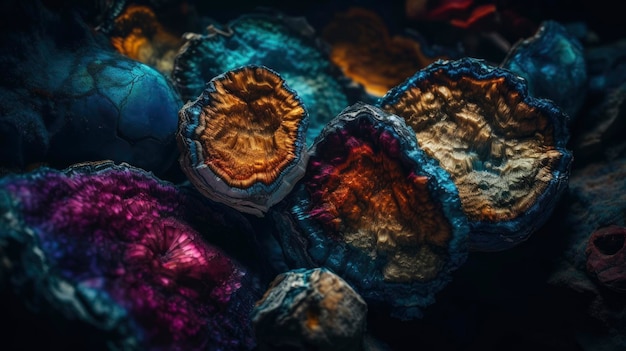 Geode Art Een mooie en gedetailleerde foto van een kleurrijke geode-achtergrond AI gegenereerd