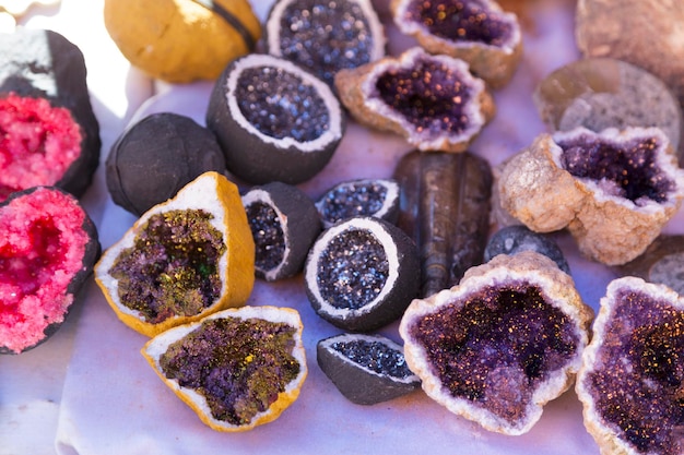 Geodes for sale at a Moroccan souk