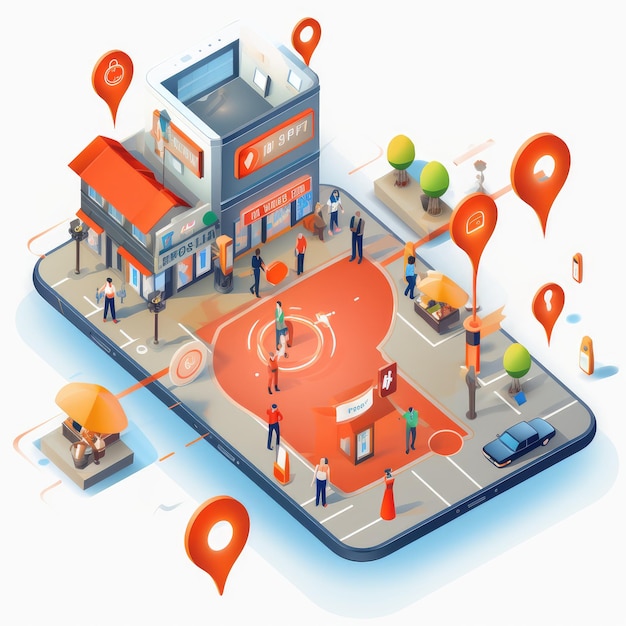 Geofencing en locatiegebaseerde marketingconcept illustratie