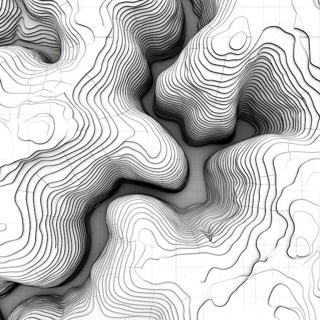 Photo geographic grid map with topographic line contour background ai generated