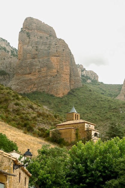 Geological formation of the mallos de Riglos in Huesca Aragon