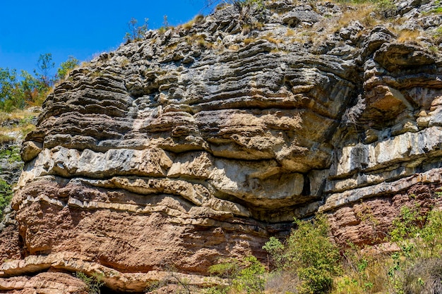 Geological formations at Boljetin river gorge in Eastern Serbia