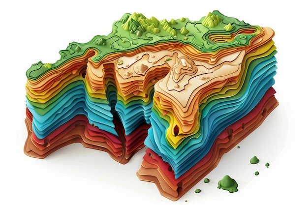 Foto geologische formatiekaart op witte achtergrond