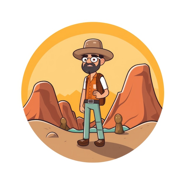 Geologist isolated cartoon character