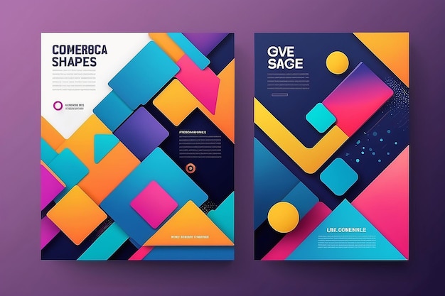 Photo geomeric colorful shapes modern technology business abstract cover design cover design template for the presentation brochure catalog poster book magazines