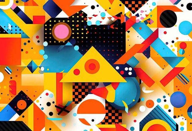 Geometric abstract art pattern in the style of crisp neopop illustrations