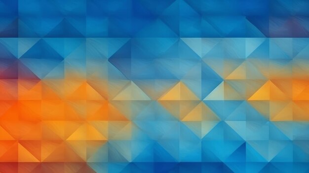 A geometric abstract background with blue and orange triangles Generative ai