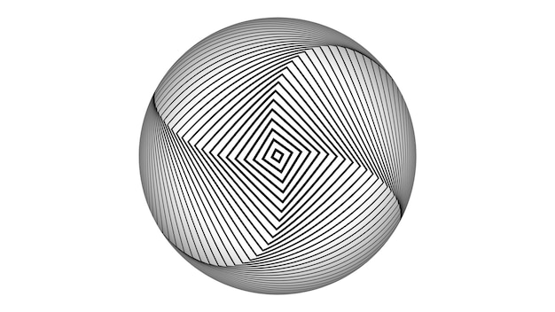 Photo geometric abstract line attached on a sphere geometric sphere globe isolate on white