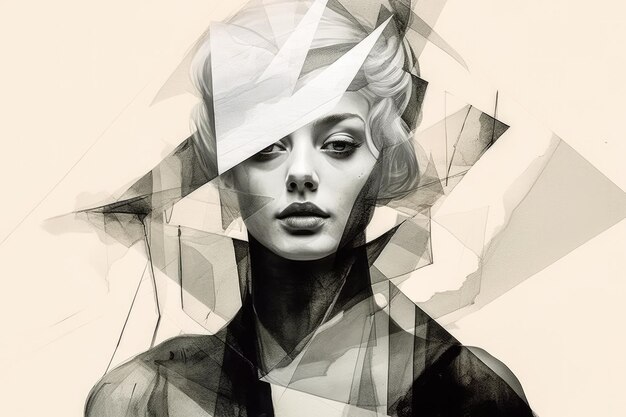 Photo geometric abstract woman portrait