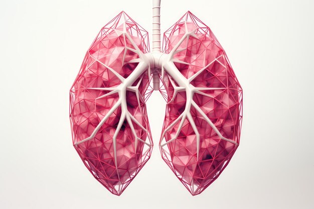 Foto arte geometrica organo polmoni su sfondo bianco soncept arte geometrica organo polmoni sfondo bianco arte medica