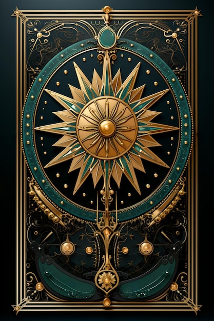 Geometric astrological symbol zodiac tarot card background star moon universe astrology Ai generated