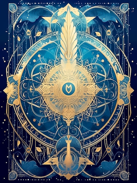 Geometric astrological symbol zodiac tarot card background star moon universe astrology Ai generated