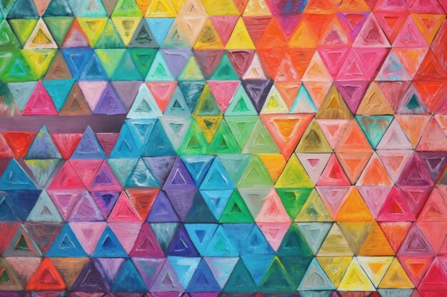 Geometric background from colorful triangles Photorealistic illustration generative AI