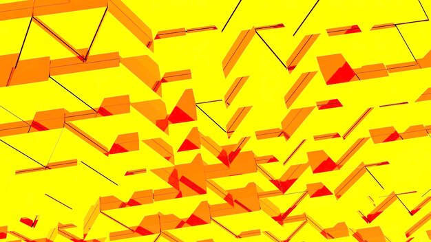 Geometric background with orange and red wavy mosaic triangular particles design wobbling colorful