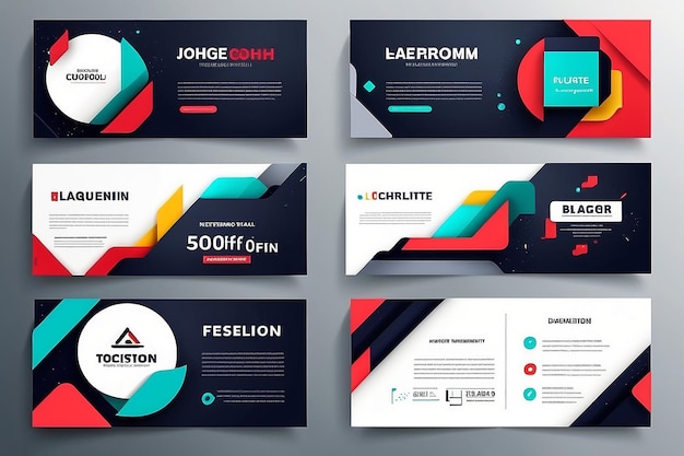 Photo geometric banner design with vector presentation template