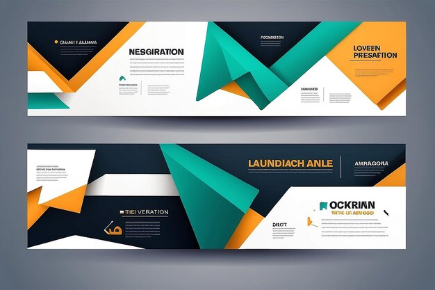 Geometric banner design with Vector presentation template