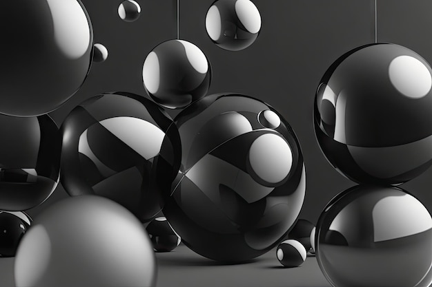 Geometric black balls sphere background ai generative