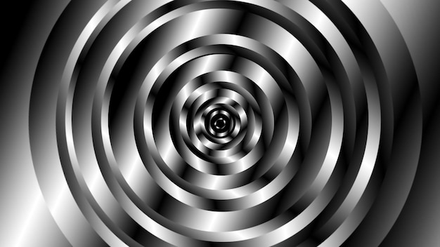 Geometric black and white circle shapes with spinning motion computer generated 3d rendering of abstract vortex background