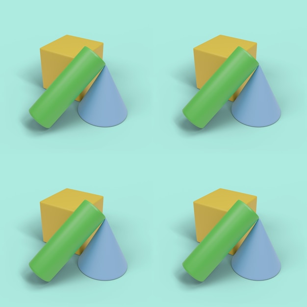 Geometric Blocks 3D Pattern with mint green background 4