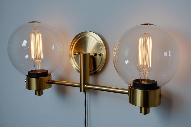 Geometric Brass Wall Sconces with Edison Bulbs