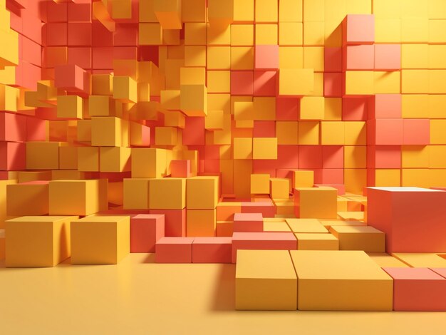 Geometric brilliance neatly constructed multisized cube wall in yellow