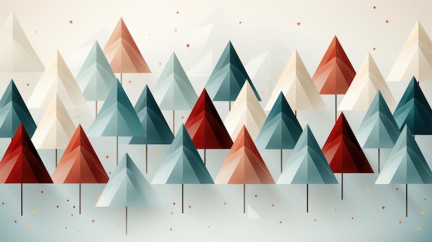 ミニマリストスタイルの幾何学的なクリスマスツリーパターンAI生成イラスト