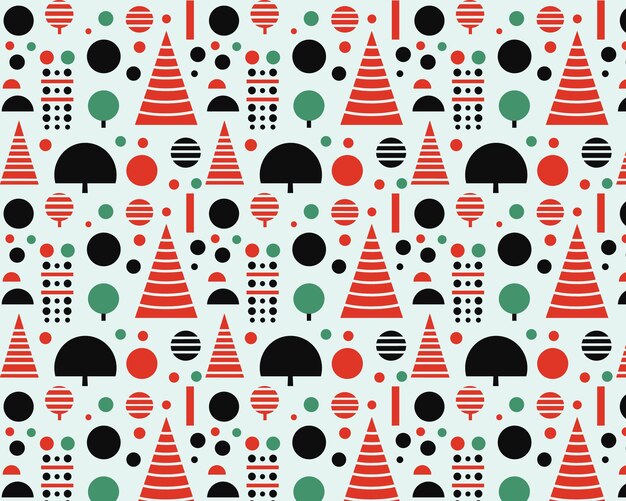 Photo geometric christmas tree pattern in red and green