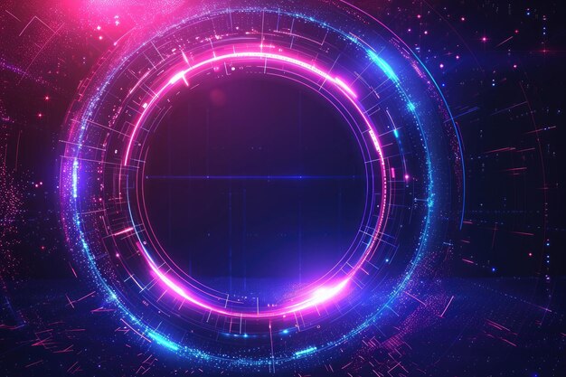 Geometric circle on dark background Futuristic technology Generative AI