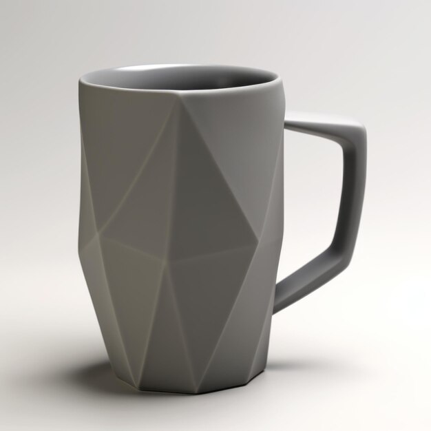 Geometric Coffee Mug Highly Textured Gray 3d Printed Parallelogram Design