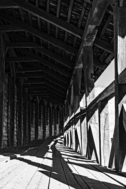 Geometric construction of a wooden terrace in an old fortress