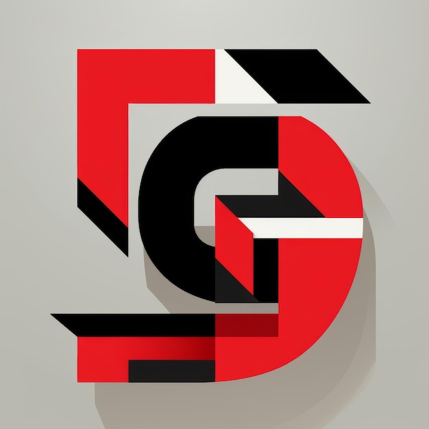 Photo geometric constructivism de stijl letter g clipart in red