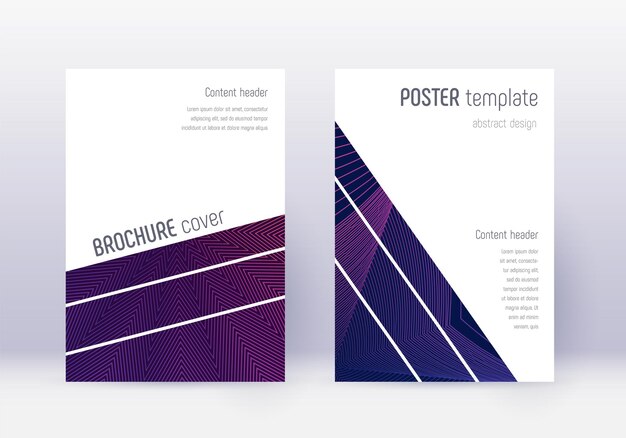 Geometric cover design template set Violet abstra