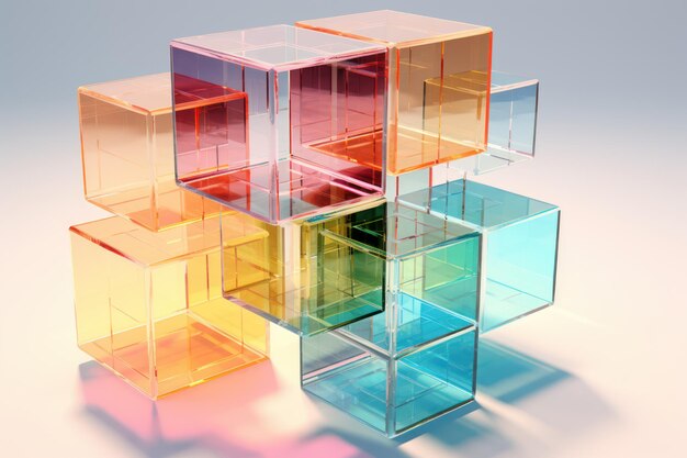 Photo geometric cubes with glowing edges