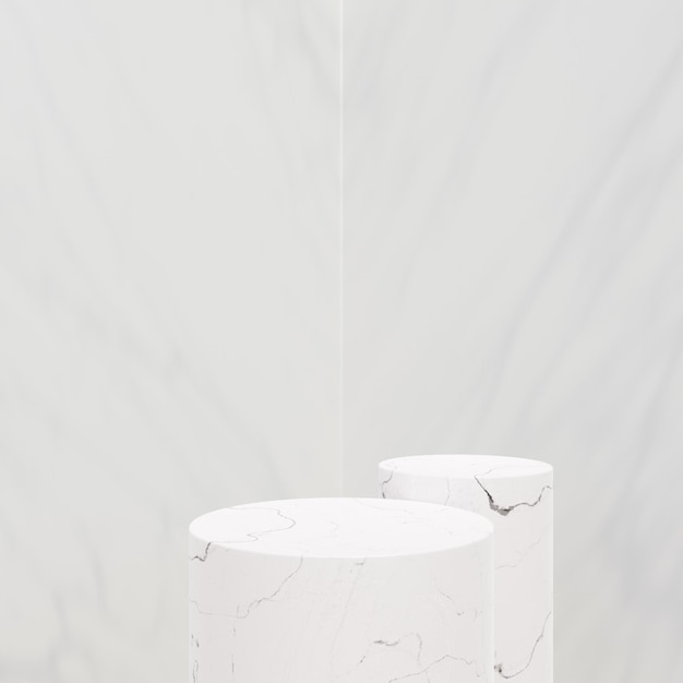 Geometric cylinder shape background in the white and grey studio room minimalist mockup for marble podium display or showcase