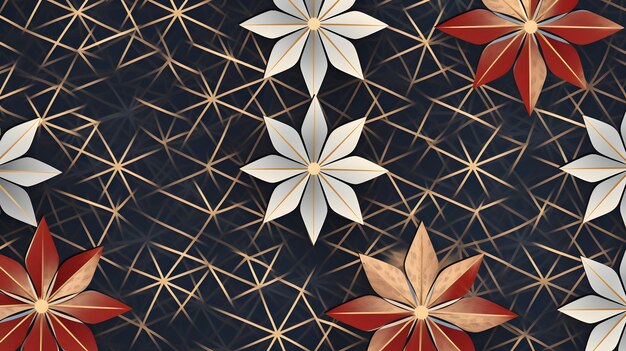 Geometric design of Asanoha a traditional Japanese pattern representing hemp leaves