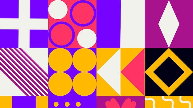 Geometric design background cool abstract shape compositions with purple black and orange color