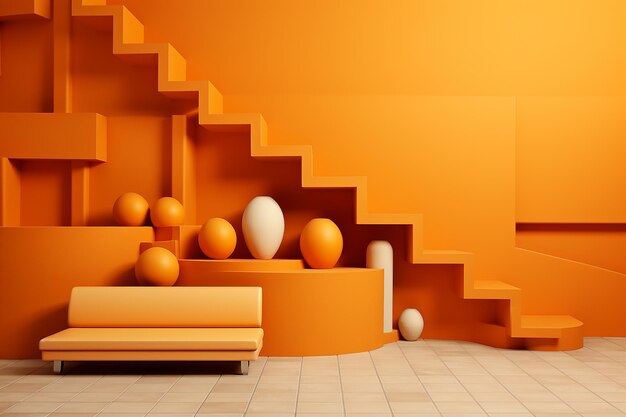 Geometric design on an orange wall