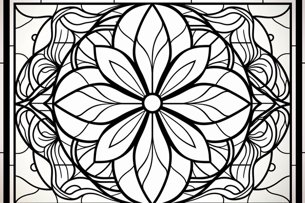 a geometric design with a large flower on it