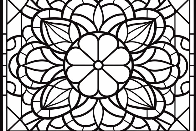 A geometric design with a large flower on it