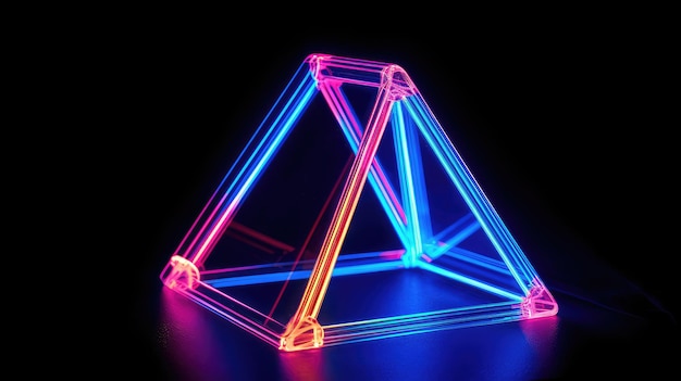 geometric flat triangular figure in neon laser