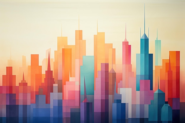 Photo geometric forms with pastel gradients suggesting a city skyline