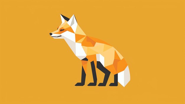 a geometric fox illustration on a yellow background