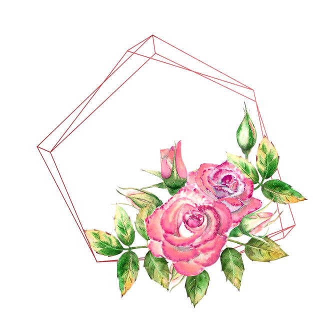 Geometric frame decorated with flowers