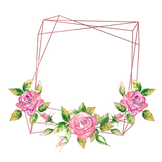 Geometric frame decorated with flowers