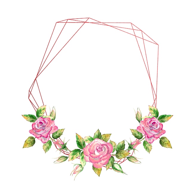 The geometric frame is decorated with flowers