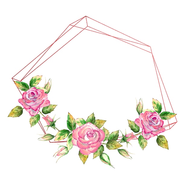 The geometric frame is decorated with flowers