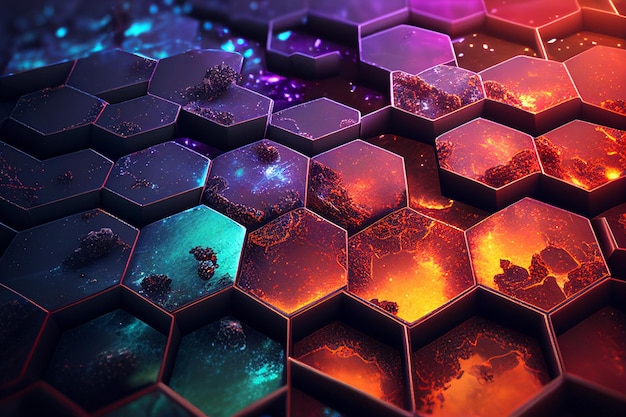 Geometric Galaxy background with Hexagonol abstract technology Futuristic glowing Generative AI