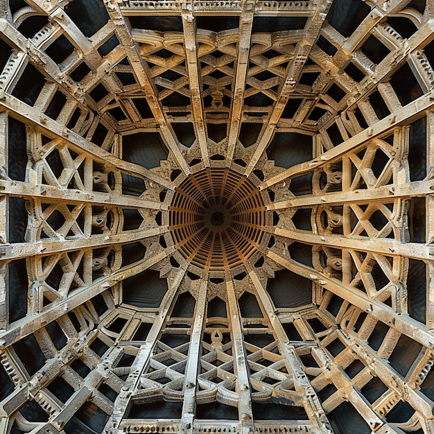 Geometric Harmony CloseUp of Wooden Structure