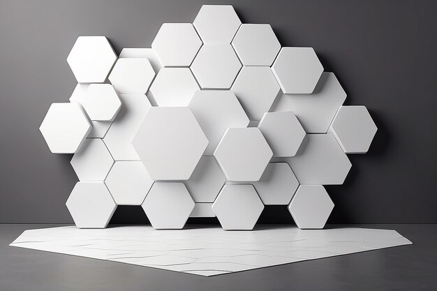 Foto geometric harmony honeycomb hexagon wall mockup (modello di parete esagonale dell'alveare di miele)